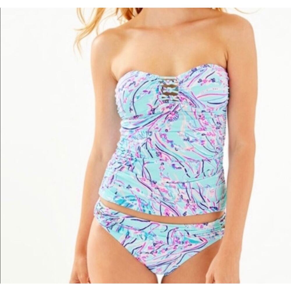 Lilly Pulitzer Bayside Michaelina Swim Tankini Top Women’s 8 Blue Resortwear - Picture 2 of 11